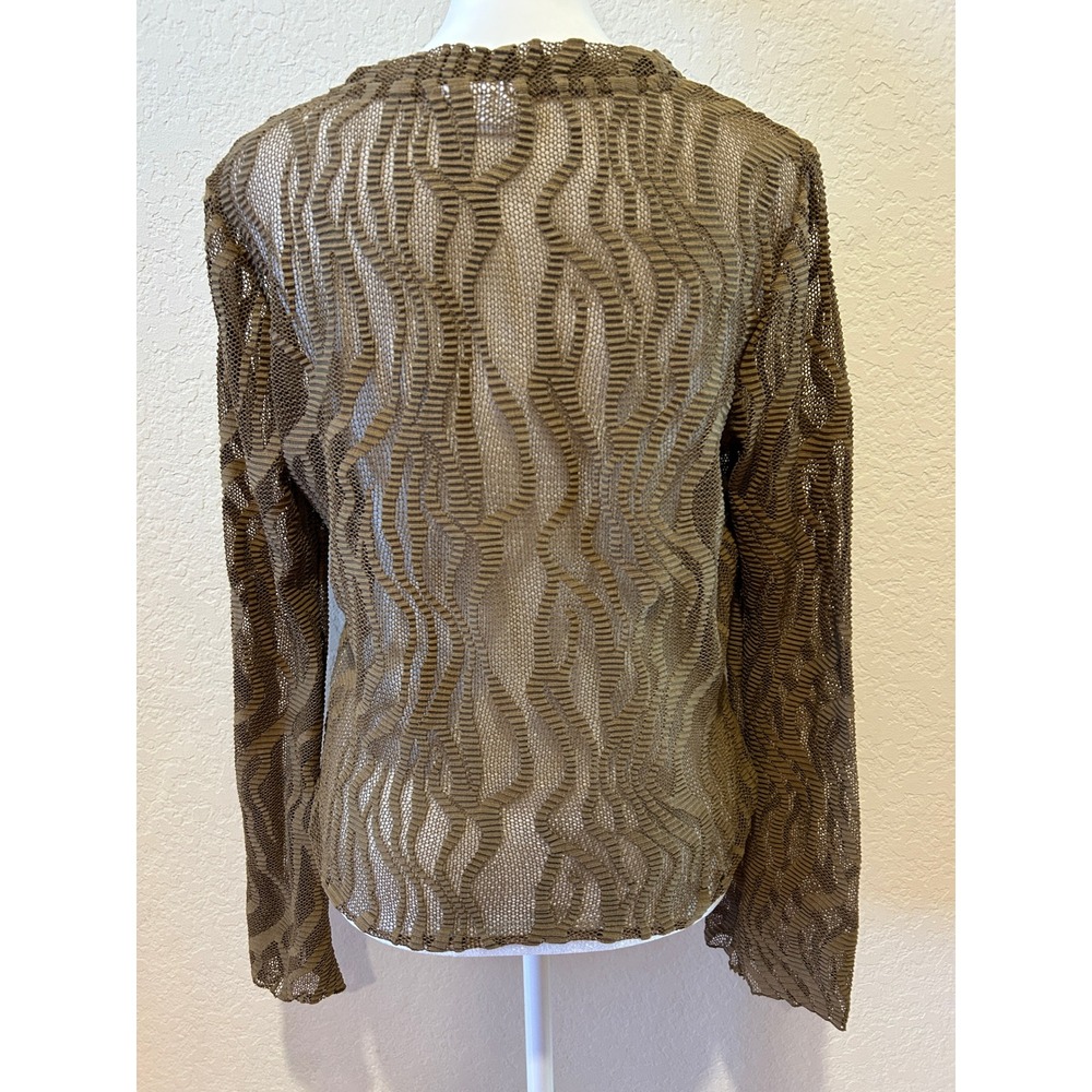 Noisy May Womens Structured Top Size Large Brown Sheer Textured Mesh Long Sleeve - Picture 4 of 8